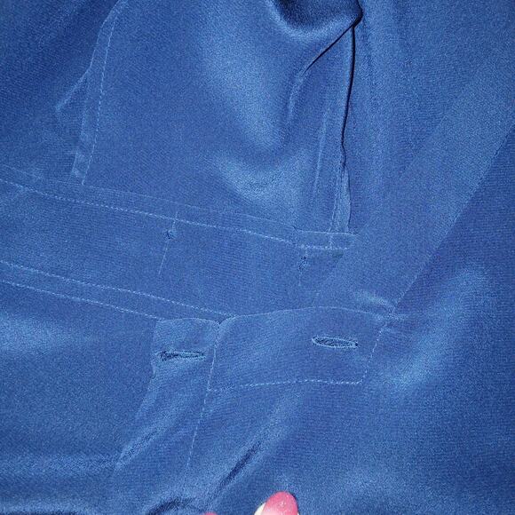 LILYSILK Dress Womens Small Navy Blue Silk Front Tie Wrap Midi Elbow Sleeve NWT - Picture 13 of 16